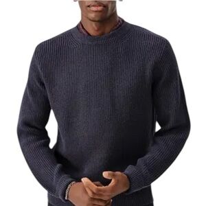 Buck Mason Men’s Navy Blue Ribbed Knit Crewneck Pullover Preppy Sweater Medium